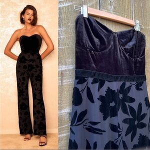 Black Velvet Bustier and Floral Strapless Jumpsuit 🌿